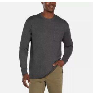 Woolrich Men's L Green Label Long Sleeve Pocket Tee Shirt Gray Cotton Blend